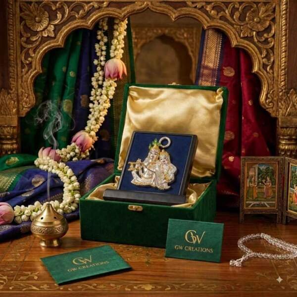 Radha Krishna Multicolor resin gift idol - view 9 | GW Creations
