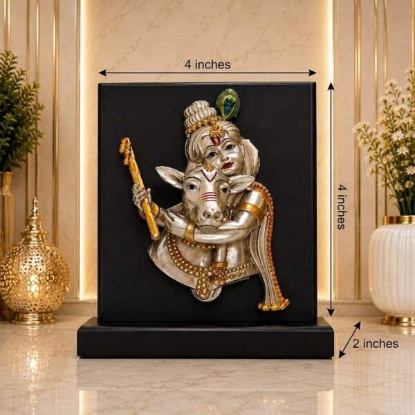 Krishna with Cow Multicolor resin gift idol - view 9 | GW Creations